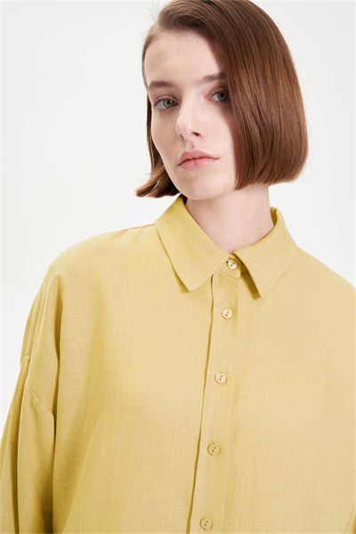 COLOR 100% LINEN SHIRT YELLOW