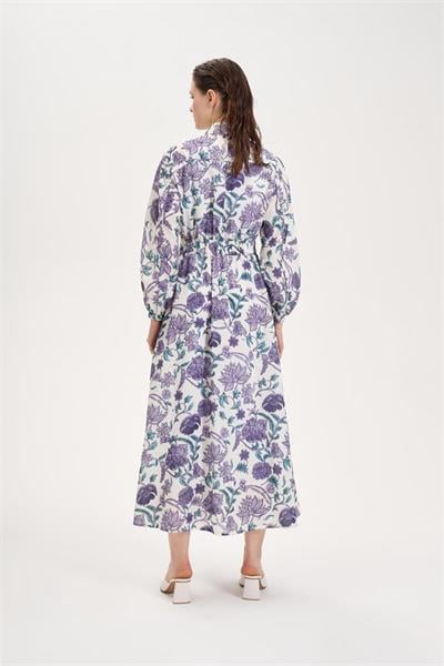 COREL PATTERNED LINEN DRESS LILAC