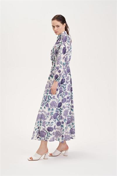COREL PATTERNED LINEN DRESS LILAC