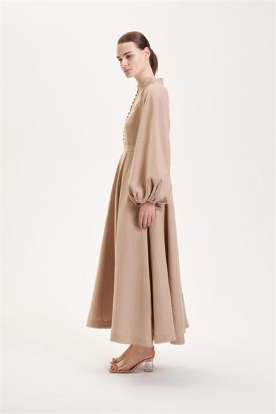 DIVA 100% LINEN BELTED DRESS CAMEL