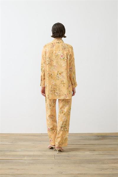 DREAM PATTERNED LINEN PANTS SET MUSTARD