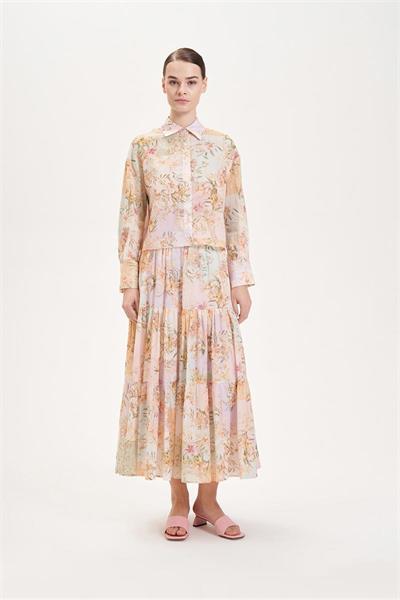 DREAM PATTERNED VOILE SKIRT SET PINK