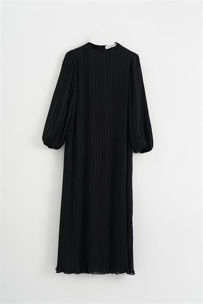 DUE CHIFFON PLEATED DRESS BLACK