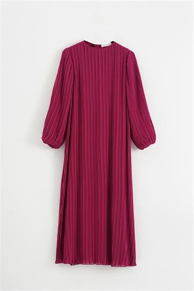 DUE CHIFFON PLEATED DRESS BURGUNDY