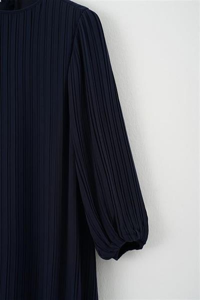 DUE CHIFFON PLEATED DRESS NAVY BLUE