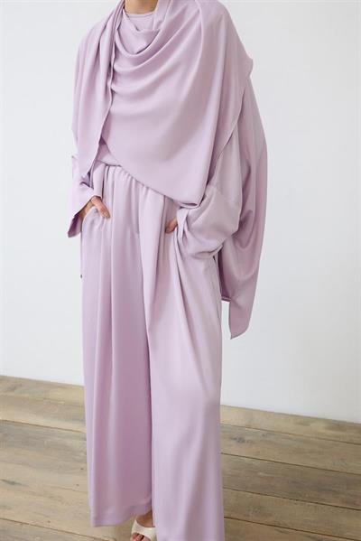ELENA SATIN PANTS SET LILAC