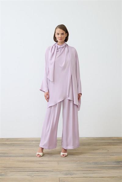 ELENA SATIN PANTS SET LILAC