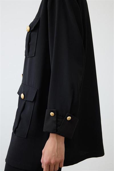 ELLA SHIRT DETAILED CREPE PANTS SET BLACK