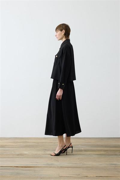 ELLA SHIRT DETAILED CREPE SKIRT SET BLACK