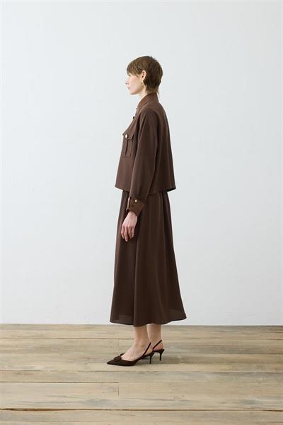 ELLA SHIRT DETAILED CREPE SKIRT SET BROWN
