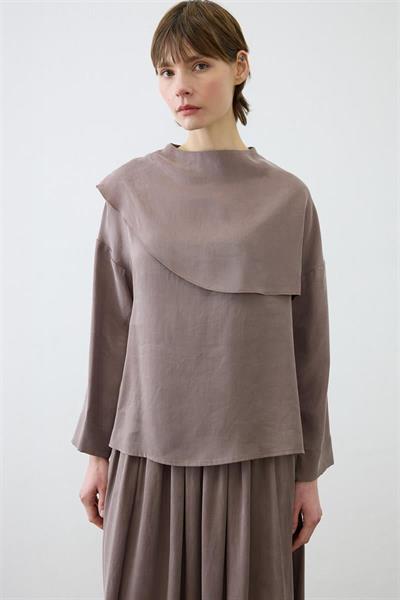 ELVA WASHED SILK SCARF DETAILED SKIRT SET TAUPE