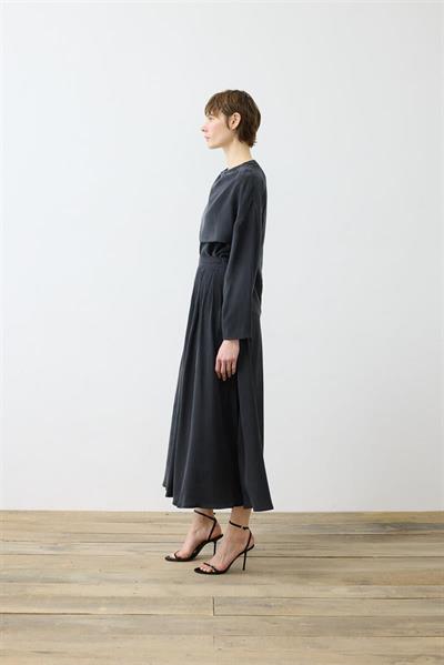 ELVA WASHED SILK SCARF DETAILED SKIRT SET BLACK