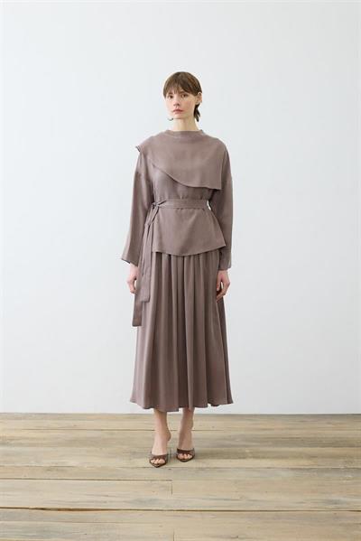 ELVA WASHED SILK SCARF DETAILED SKIRT SET TAUPE