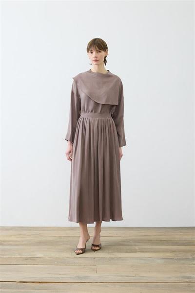 ELVA WASHED SILK SCARF DETAILED SKIRT SET TAUPE