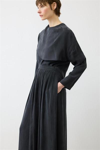 ELVA WASHED SILK SCARF DETAILED SKIRT SET BLACK