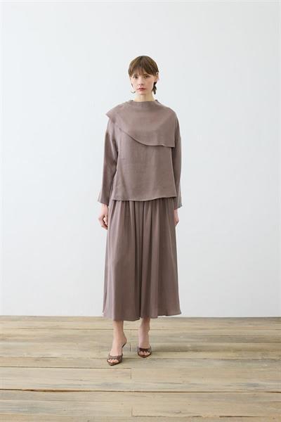 ELVA WASHED SILK SCARF DETAILED SKIRT SET TAUPE