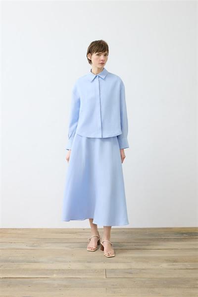 EMMA 100% LINEN BIAS CUT SKIRT SET BABY BLUE