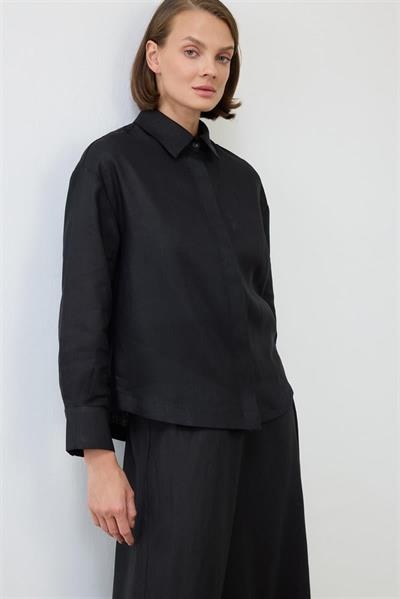 EMMA 100% LINEN BIAS CUT SKIRT SET BLACK