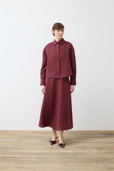 EMMA 100% LINEN BIAS CUT SKIRT SET BURGUNDY