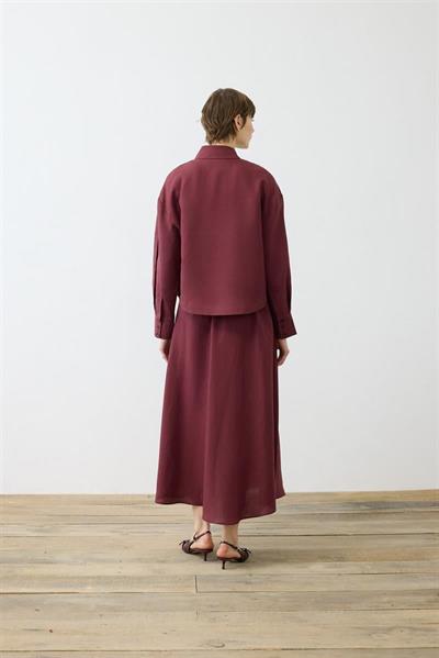 EMMA 100% LINEN BIAS CUT SKIRT SET BURGUNDY