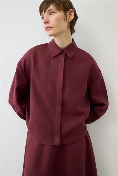 EMMA 100% LINEN BIAS CUT SKIRT SET BURGUNDY