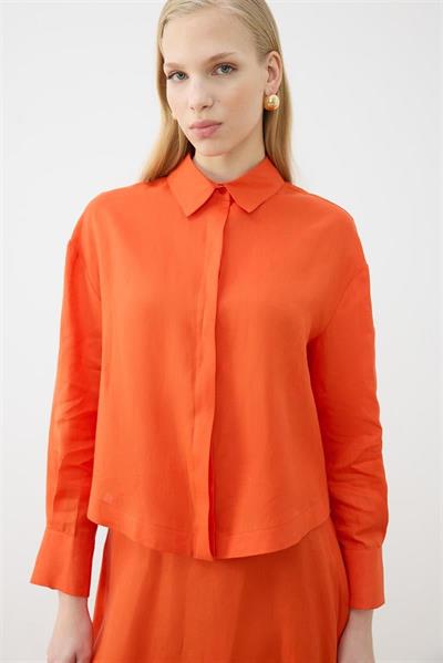 EMMA 100% LINEN BIAS CUT SKIRT SET ORANGE