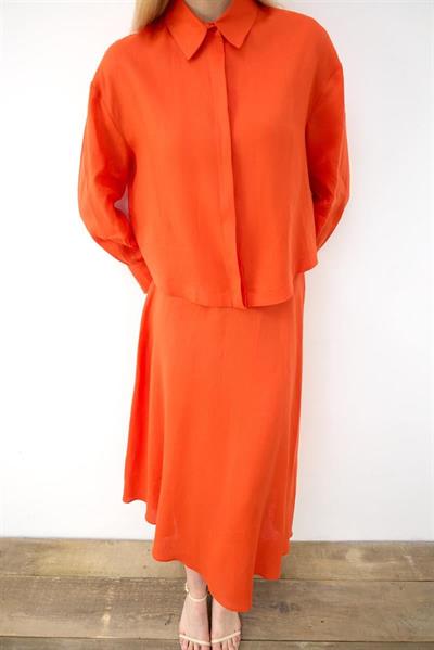 EMMA 100% LINEN BIAS CUT SKIRT SET ORANGE