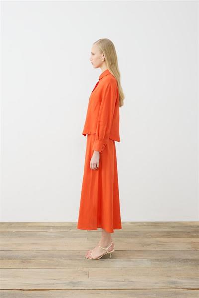 EMMA 100% LINEN BIAS CUT SKIRT SET ORANGE