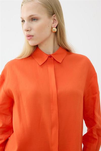 EMMA 100% LINEN BIAS CUT SKIRT SET ORANGE