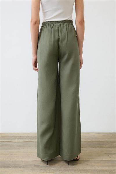 EMMA 100% LINEN PALAZZO PANTS KHAKI