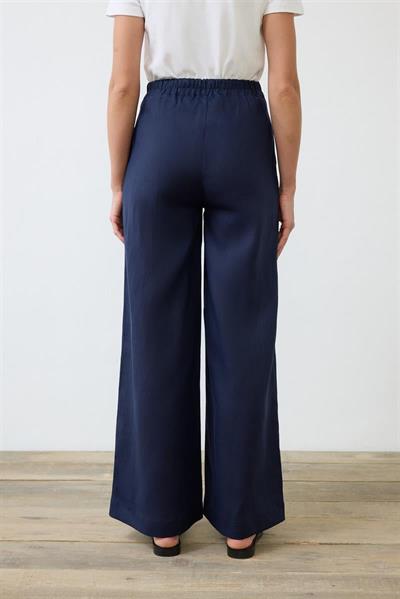 EMMA 100% LINEN PALAZZO PANTS NAVY BLUE