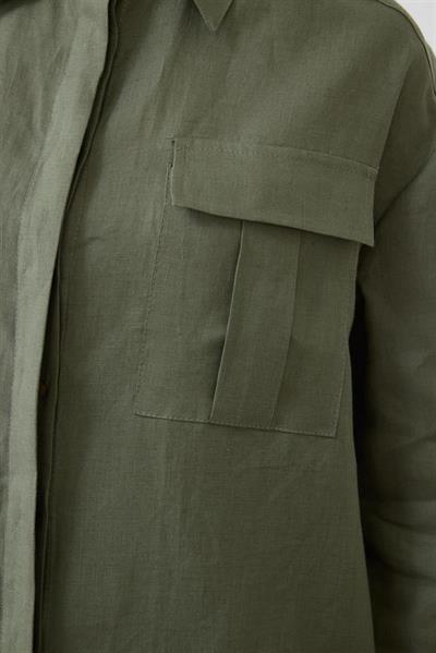 EMMA 100% LINEN PALAZZO PANTS SET KHAKI