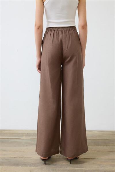 EMMA 100% LINEN PALAZZO PANTS TAUPE
