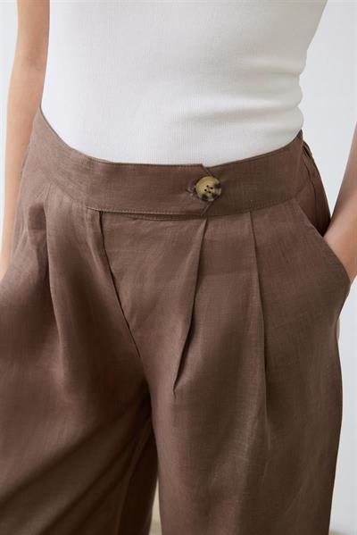EMMA 100% LINEN PALAZZO PANTS TAUPE