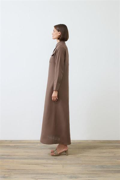 EMMA 100% LINEN POCKET SHIRT DRESS TAUPE