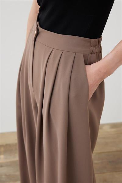 EVA CREPE PLEATED PALAZZO PANTS TAUPE
