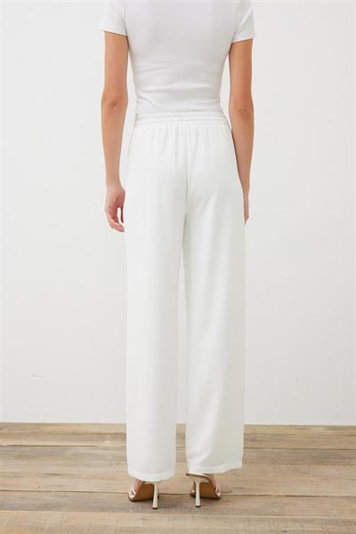 EVA CREPE PLEATED PALAZZO PANTS WHITE