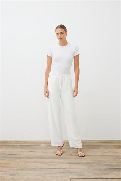 EVA CREPE PLEATED PALAZZO PANTS WHITE