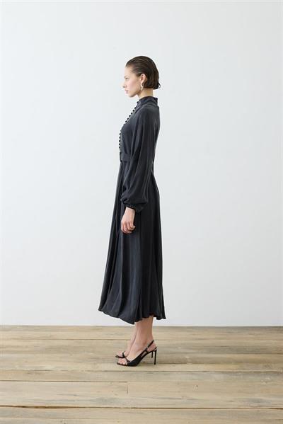 GLORIA HALF STRAPPED SHIRT DRESS BLACK