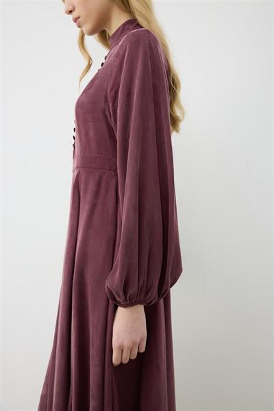 GLORIA HALF STRAPPED SHIRT DRESS BURGUNDY