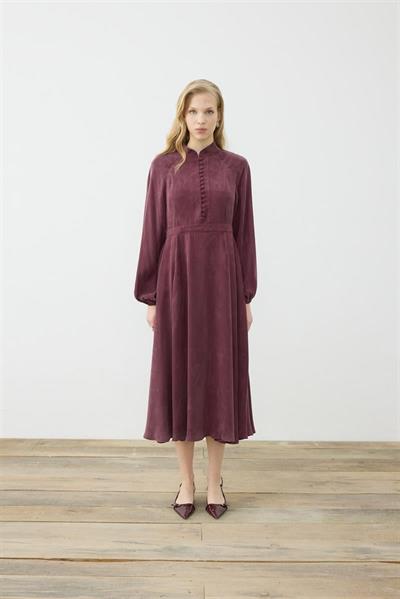 GLORIA HALF STRAPPED SHIRT DRESS BURGUNDY