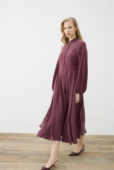 GLORIA HALF STRAPPED SHIRT DRESS BURGUNDY