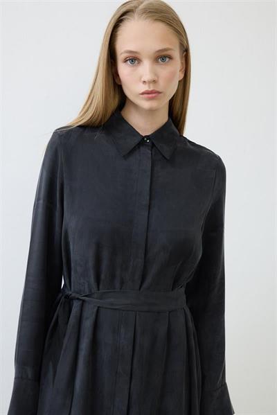 GLORIA WASHED SILK DRESS BLACK