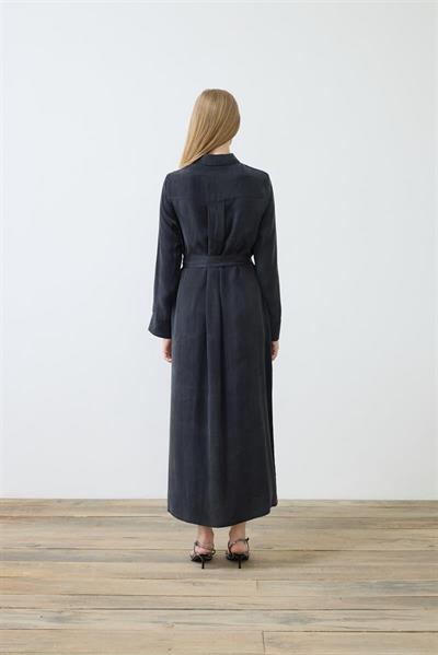 GLORIA WASHED SILK DRESS BLACK