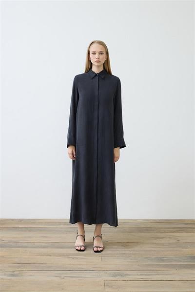 GLORIA WASHED SILK DRESS BLACK