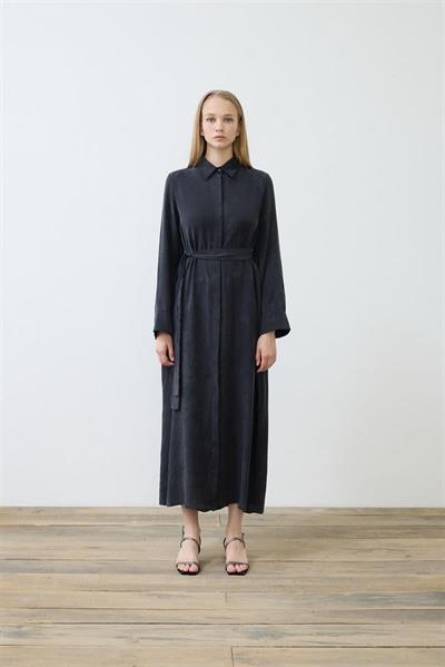 GLORIA WASHED SILK DRESS BLACK