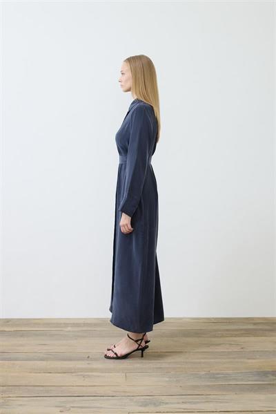 GLORIA WASHED SILK DRESS NAVY BLUE