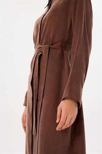 GLORIA WASHED SILK SHIRT DRESS BROWN