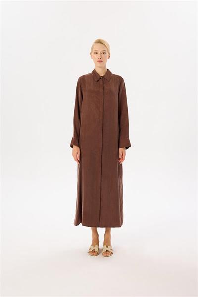 GLORIA WASHED SILK SHIRT DRESS BROWN