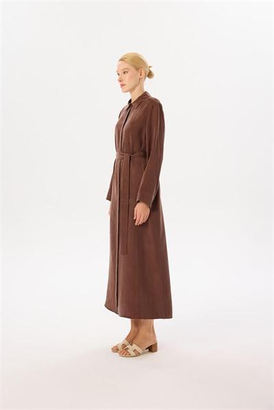 GLORIA WASHED SILK SHIRT DRESS BROWN